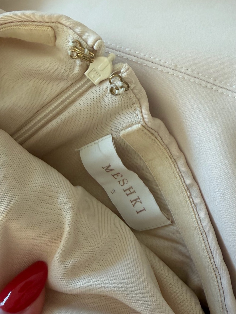 Meshki Strapless Cream Bodycon Mini Dress - Picture 4 of 4